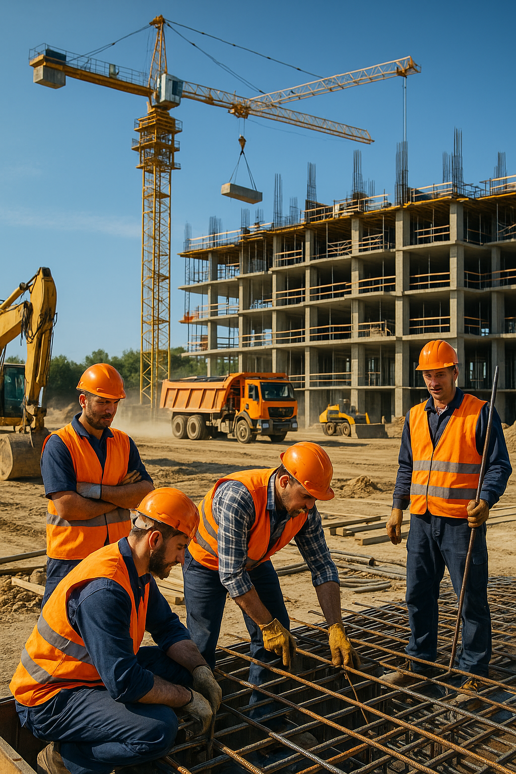 Utilaje pe șantier, atmosferă profi